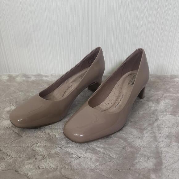 Clarks Clarks Collection Women’s Tan Kyndall Iris Patent Leather Heels Size 6M - Picture 1 of 9